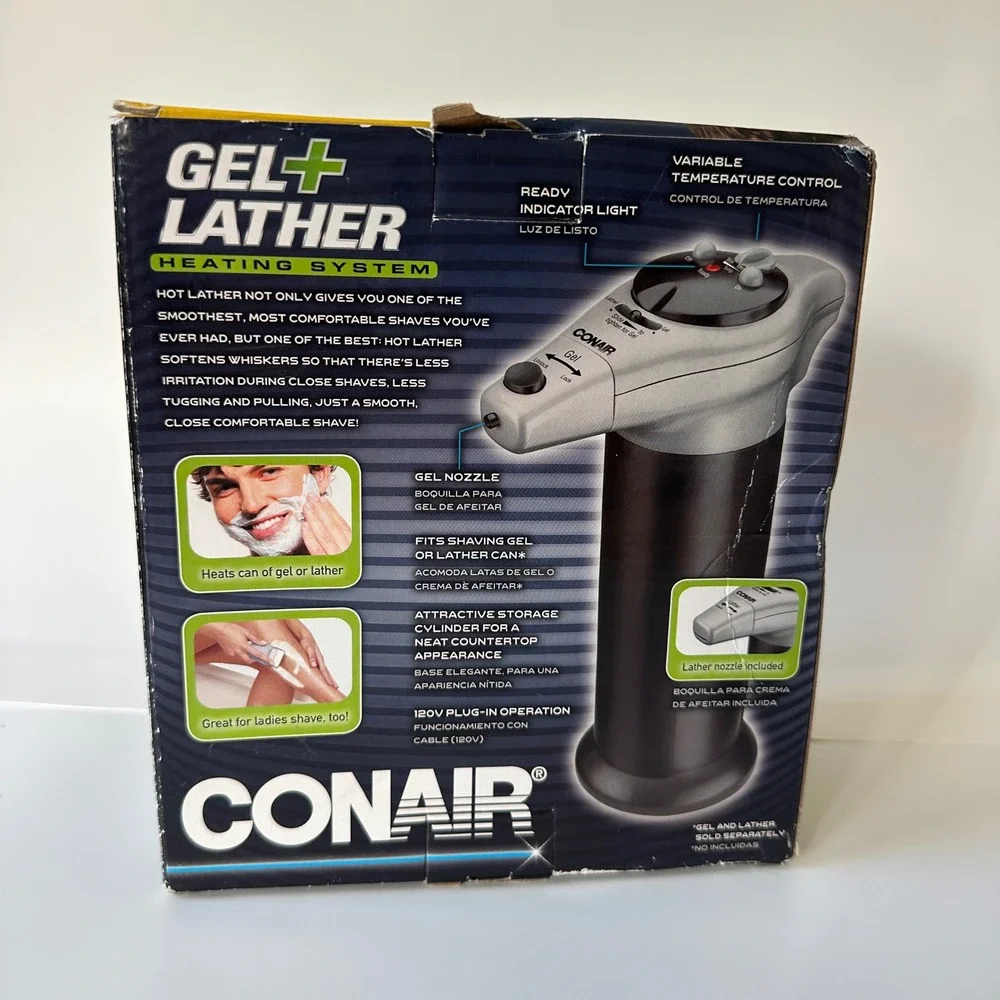 Conair Shaving Gel Lather Heating System HGL1R Black Silver Hot Barber Shave OS